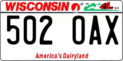 WI license plate 502OAX