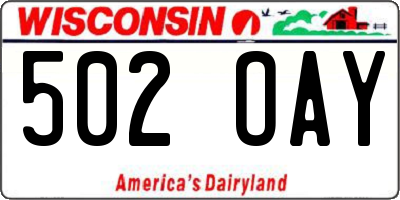 WI license plate 502OAY