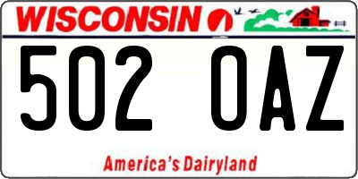 WI license plate 502OAZ