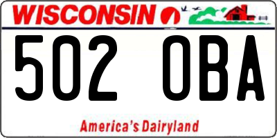WI license plate 502OBA