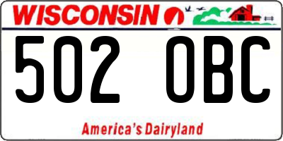 WI license plate 502OBC
