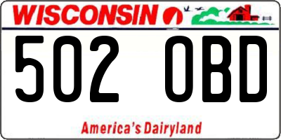 WI license plate 502OBD