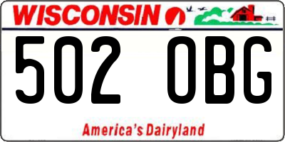 WI license plate 502OBG