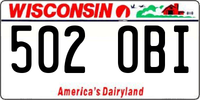 WI license plate 502OBI