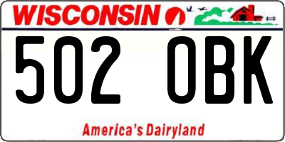 WI license plate 502OBK
