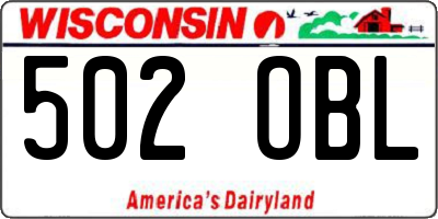 WI license plate 502OBL