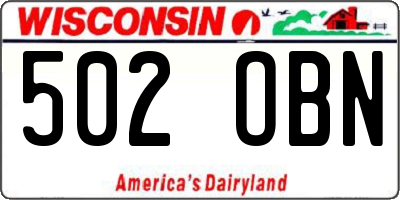 WI license plate 502OBN