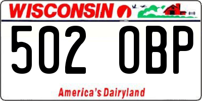 WI license plate 502OBP