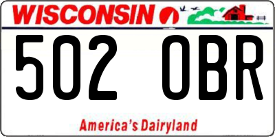 WI license plate 502OBR