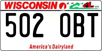 WI license plate 502OBT