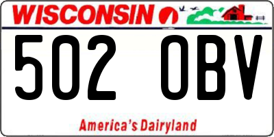 WI license plate 502OBV