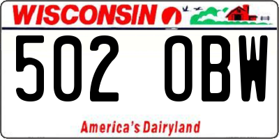 WI license plate 502OBW