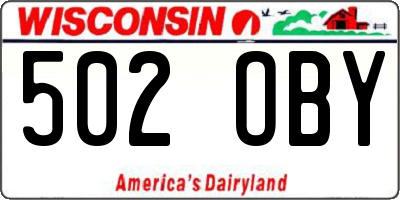 WI license plate 502OBY