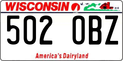 WI license plate 502OBZ