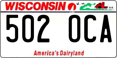 WI license plate 502OCA
