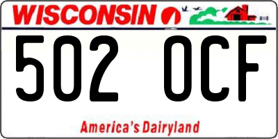WI license plate 502OCF