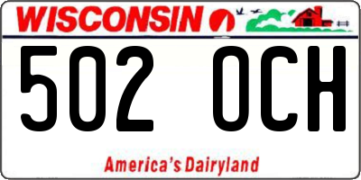 WI license plate 502OCH
