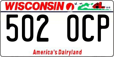 WI license plate 502OCP