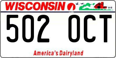 WI license plate 502OCT