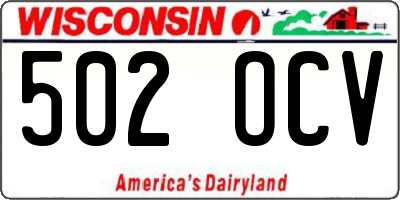 WI license plate 502OCV