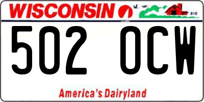 WI license plate 502OCW