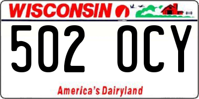 WI license plate 502OCY