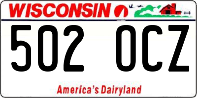WI license plate 502OCZ