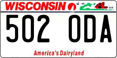 WI license plate 502ODA