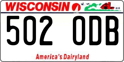 WI license plate 502ODB