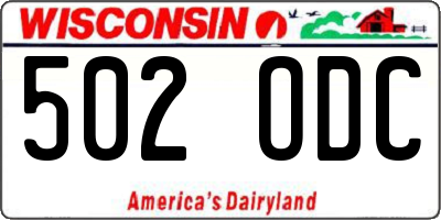 WI license plate 502ODC