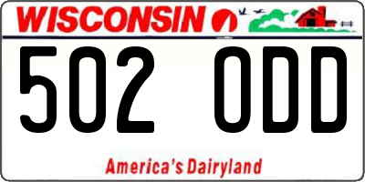 WI license plate 502ODD