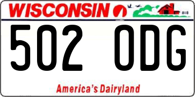 WI license plate 502ODG
