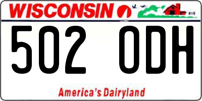 WI license plate 502ODH