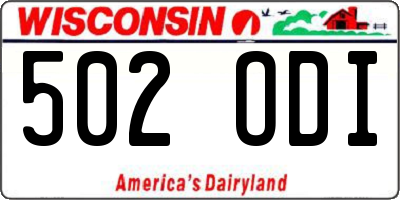 WI license plate 502ODI