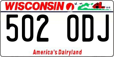 WI license plate 502ODJ