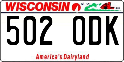 WI license plate 502ODK