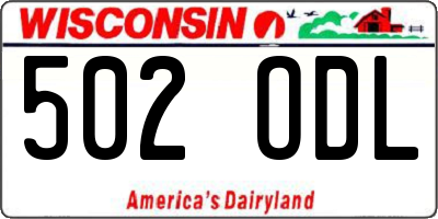 WI license plate 502ODL
