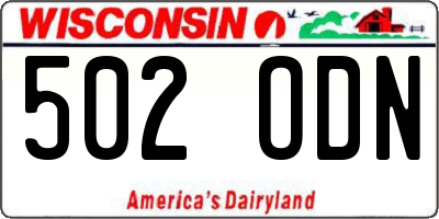WI license plate 502ODN