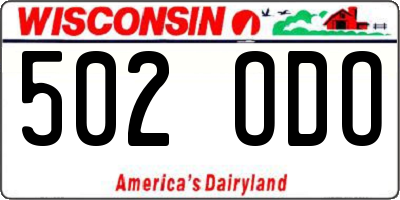 WI license plate 502ODO