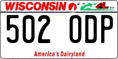 WI license plate 502ODP
