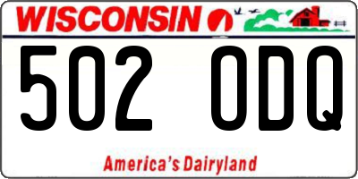 WI license plate 502ODQ