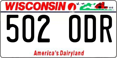 WI license plate 502ODR