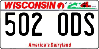 WI license plate 502ODS