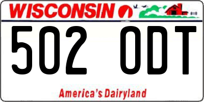 WI license plate 502ODT