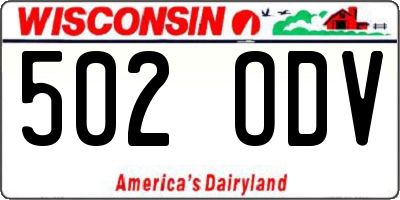 WI license plate 502ODV