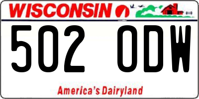 WI license plate 502ODW
