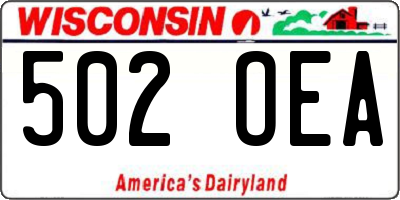 WI license plate 502OEA