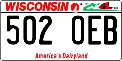 WI license plate 502OEB