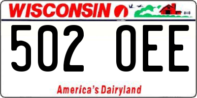 WI license plate 502OEE