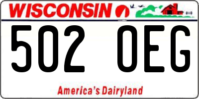 WI license plate 502OEG